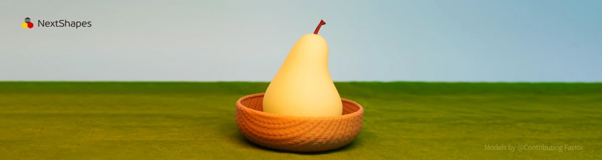 Scene display of 3D printed pear-shaped lamp made with NextShapes Standard PLA filament, showcasing smooth surface finish, zero warpage, and aesthetic functional design