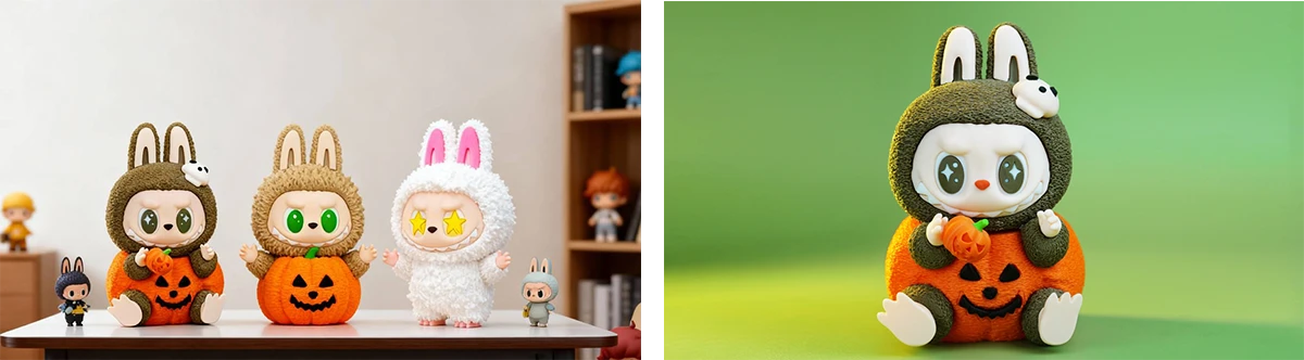 Collection display of 3D printed Halloween bunny toys made with NextShapes Standard PLA filament, showcasing vibrant color consistency, smooth surface finish, and minimal post-processing