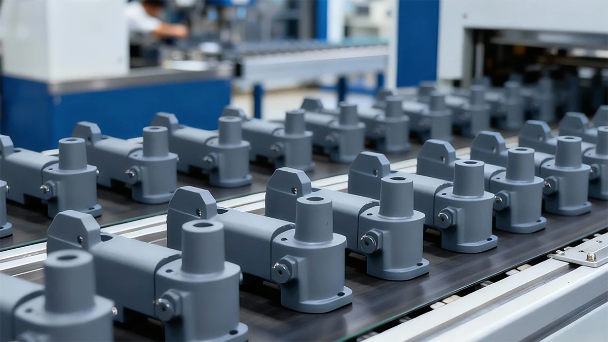 Array display of 3D printed industrial production parts made with NextShapes Precision ABS, showcasing dimensional stability and mechanical performance for end-use manufacturing