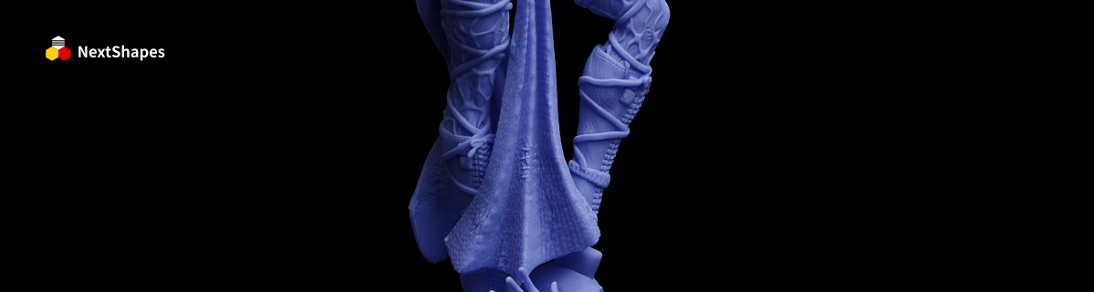 Close-up of 3D printed Pyramid Head-style character's cloth details made with NextShapes Standard Pro Rigid Resin, highlighting smooth surface finish, scratch resistance, and minimal post-processing requirements