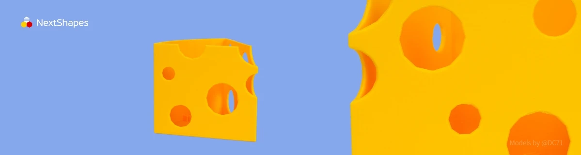 Detail and texture view of 3D printed cheese-shaped pen holder made with NextShapes Standard PLA filament, highlighting minimal layer lines, balanced strength & toughness, and eco-friendly biodegradable material