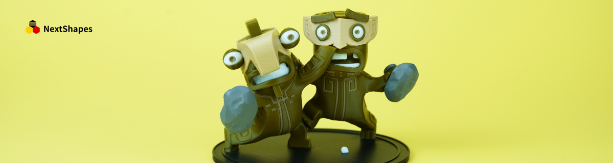 Close-up view of the Guardian Beasts 3D print, highlighting crisp details, vibrant colors, and smooth finish achieved with NextShapes Standard PLA filament.
