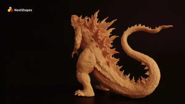 3D printed anime monster figure model (full body view) made with NextShapes High Resolution 12K Pro red wax resin, showcasing intricate spiky details and delicate texture for high-precision anime collectibles