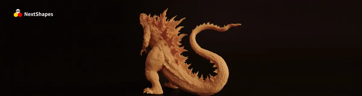 3D printed anime monster figure model (full body view) made with NextShapes High Resolution 12K Pro red wax resin, showcasing intricate spiky details and delicate texture for high-precision anime collectibles