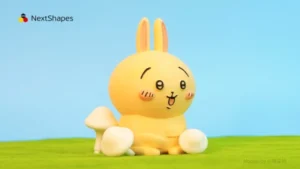 Front view of 3D printed Chiikawa Usagi figure made with NextShapes Standard PLA filament, showcasing clean lines, sharp details of ears and paws, and stable, deformation-free structure