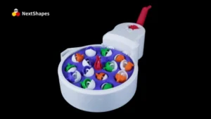 Collection of 3D printed colorful toy components (fish, shell shapes) made with NextShapes Standard PLA filament, showcasing delicate texture, vibrant colors, and high impact resistance