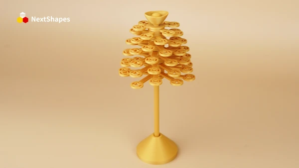 Gold detail view of a 3D printed golden tree model made with NextShapes Standard PLA filament, highlighting precise fine structure, consistent quality, and stable high-precision printing performance