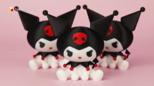 Collection of 3D printed Kuromi figures made with NextShapes Standard PLA filament, showcasing clog-free printing, smooth surface finish, and easy part removal with no residue