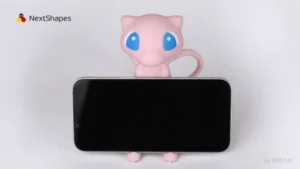 Full view of 3D printed Mew figure made with NextShapes Standard PLA filament, highlighting precise detail reproduction, seamless assembly, and stable batch printing performance
