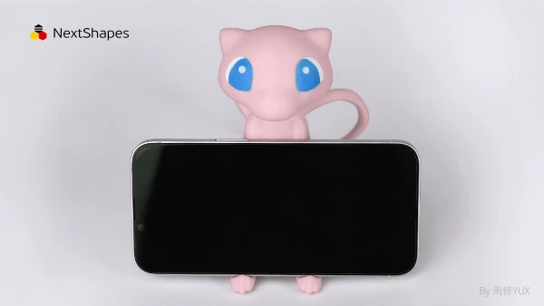 Full view of 3D printed Mew figure made with NextShapes Standard PLA filament, highlighting precise detail reproduction, seamless assembly, and stable batch printing performance