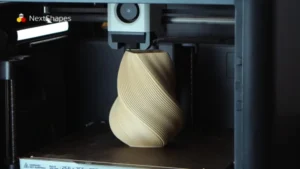 In-progress printing view of 3D printed spiral vase made with NextShapes Standard PLA filament, highlighting stable extrusion, optimized melt flow, and reliable clog-free operation