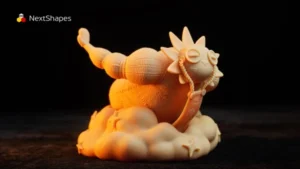 Full view of 3D printed Eskier character model made with NextShapes Standard Pro Rigid Resin, showcasing high detail fidelity, low shrinkage, and balanced strength & toughness