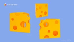 Functional view of 3D printed cheese-shaped pen holder made with NextShapes Standard PLA filament, showcasing high-speed printing capability, smooth surface finish, and vibrant color consistency