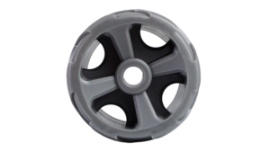 Precision 3D printed wheel component in ABS Gray resin, showcasing NextShapes Engineering Resin’s high-quality, tough structural performance
