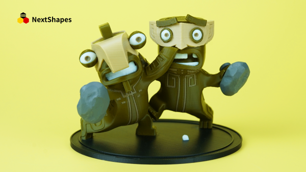 Close-up view of the Guardian Beasts 3D print, highlighting crisp details, vibrant colors, and smooth finish achieved with NextShapes Standard PLA filament.