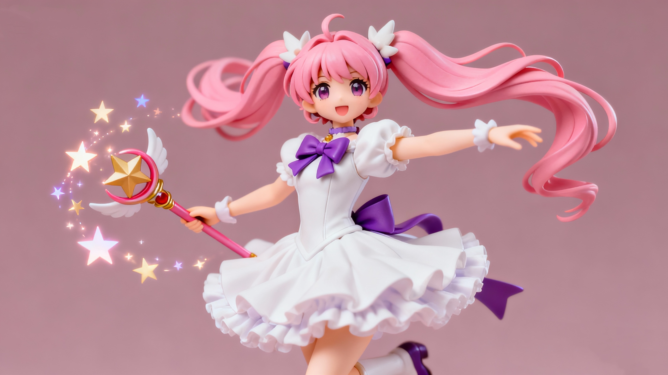 Fully painted 3D printed magical girl anime figure made with NextShapes Standard Pro Resin, showing vibrant colors, smooth surfaces, and preserved details