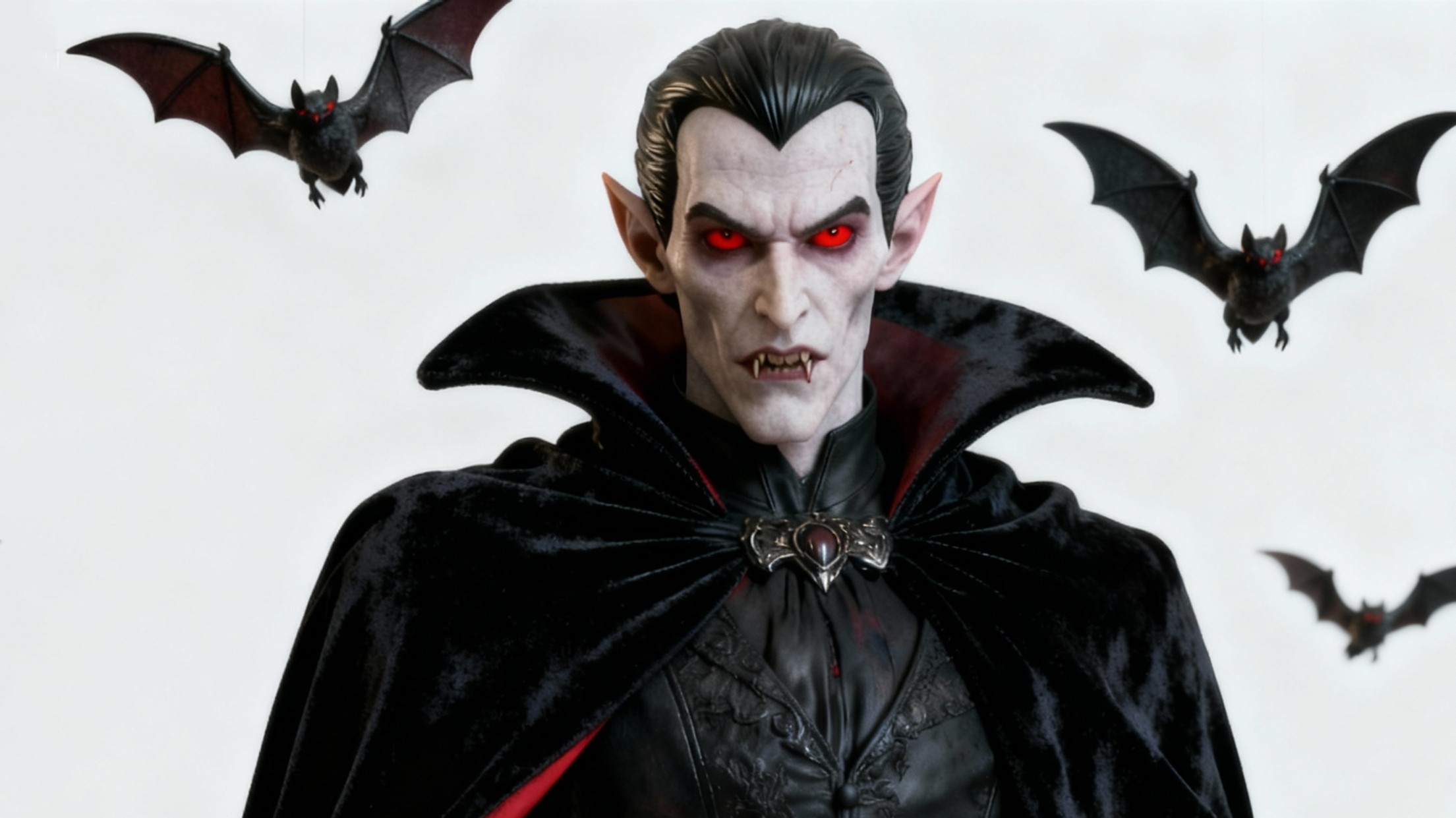 Fully painted 3D printed vampire character bust made with NextShapes Standard Pro Resin, showing detailed facial features and smooth finish