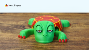 3D printed turtle coaster made with NextShapes Standard PLA, showing smooth surface and vibrant colors.