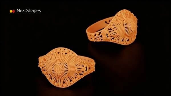 Collection of 3D printed intricate jewelry pieces (castle, flower pendants) made with NextShapes High Resolution 12K Pro resin, showcasing fine lacework and hollow details