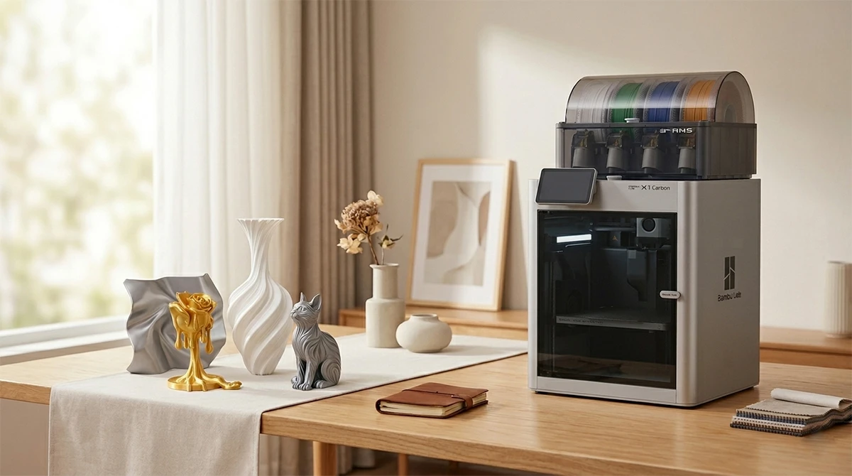 NextShapes-PLA-Silk-Filament-3D-printed-decorative-items-and-FDM-printer-desktop-scene-display