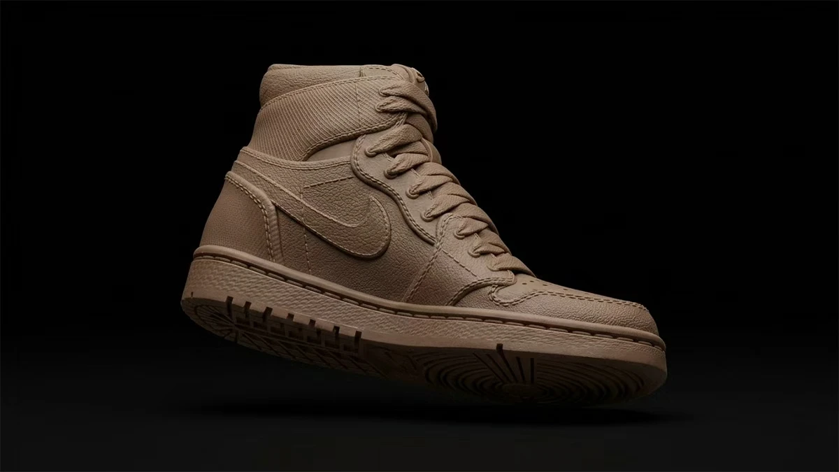 Display of finished 3D printed high-top shoe mold made with NextShapes 405nm Resin, highlighting intricate upper texture and dimensional accuracy