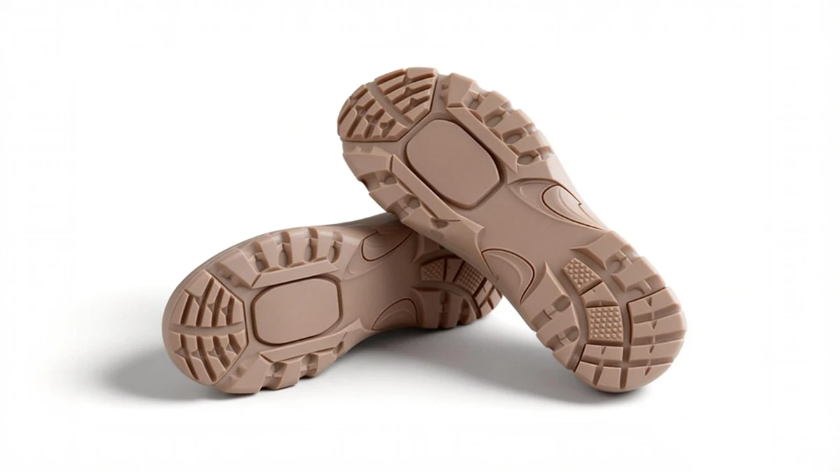 Functional display of 3D printed dual shoe sole models made with NextShapes Precision Model Resin, demonstrating suitability for assembly testing and silicone mold master applications
