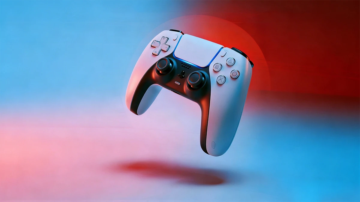 Product render of 3D printed gamepad made with NextShapes Standard Pro Resin, showcasing realistic surface finish and design accuracy