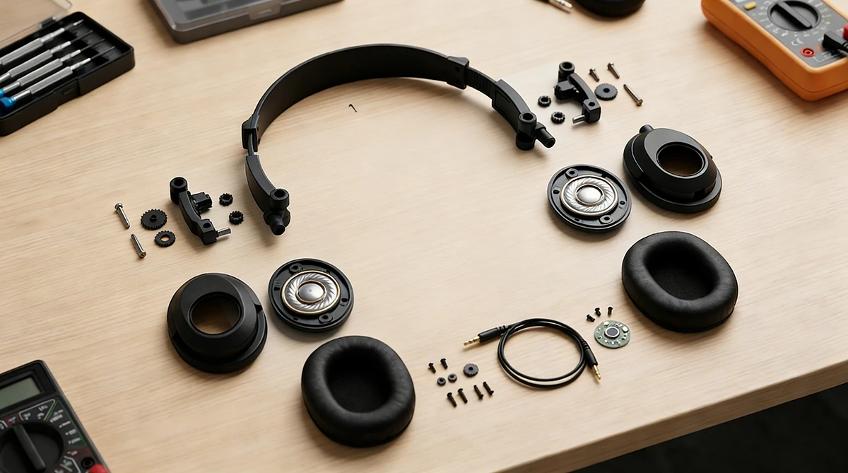 NextShapes-ABS-Like-Pro-Resin-3D-printed-headphone-disassembled-parts-collection-display