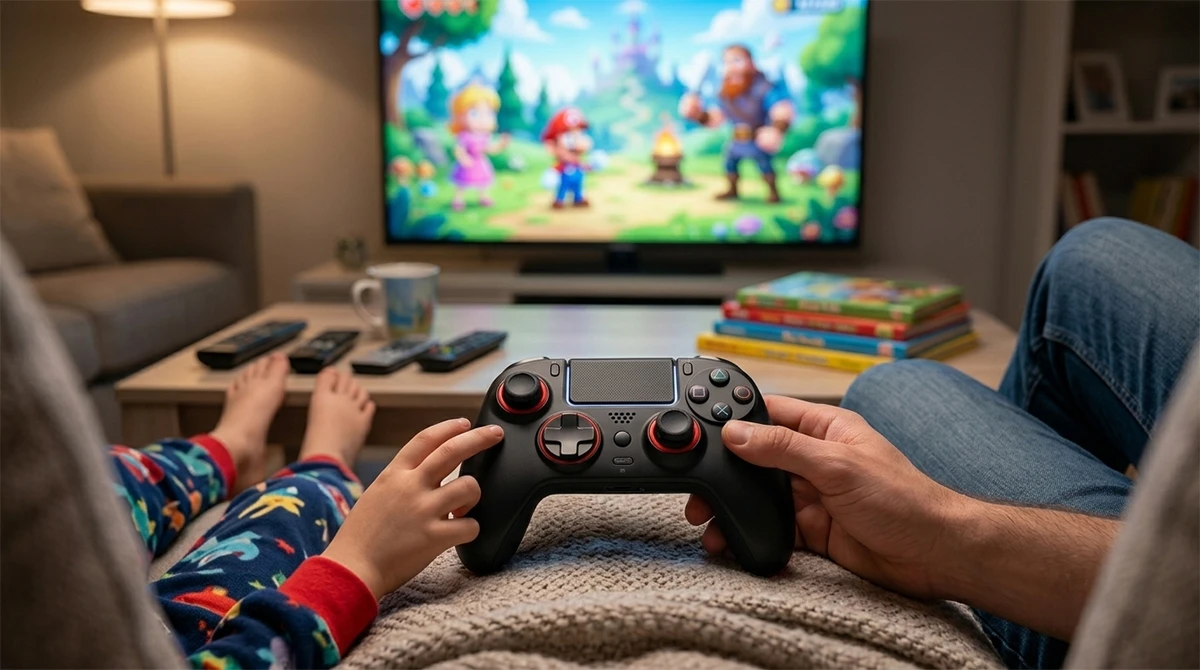 NextShapes-Standard-Pro-Resin-3D-printed-game-controller-family-gaming-scene-display