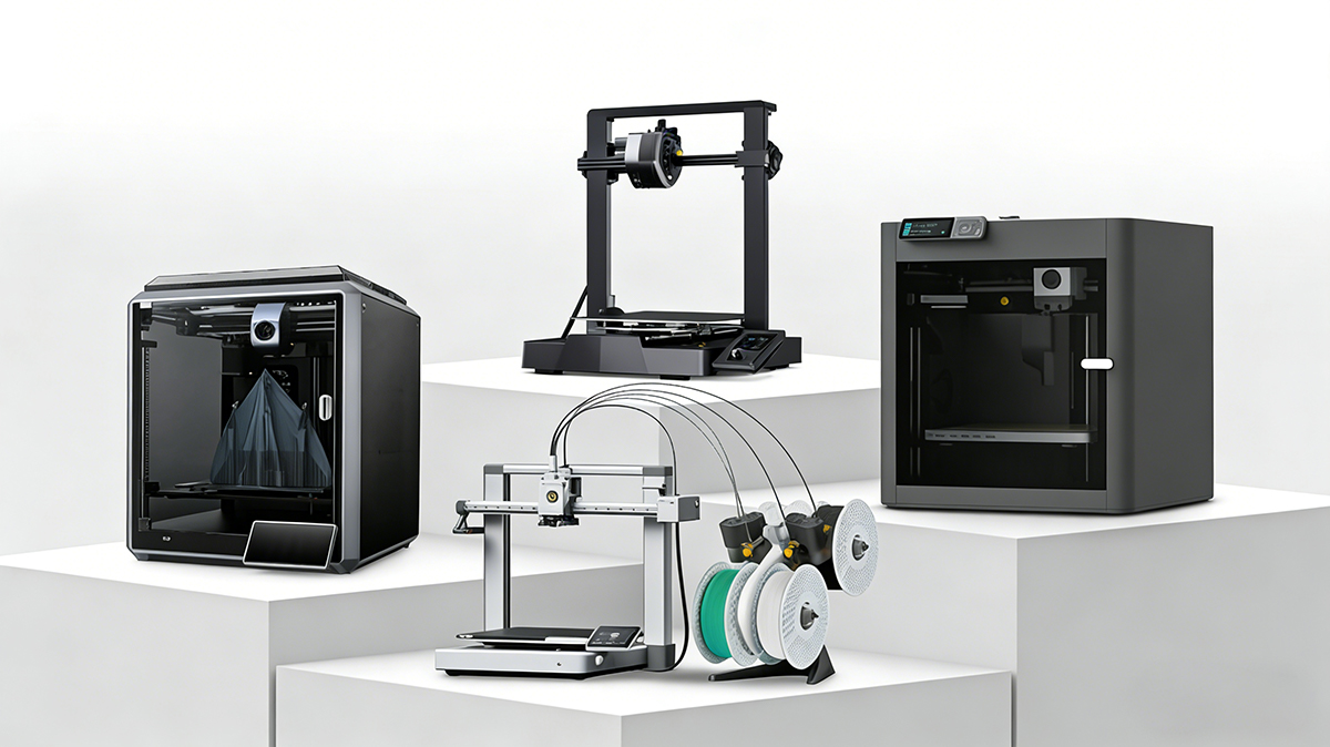 Multiple FDM 3D printers in a production setup using NextShapes Standard PLA filament for small-batch cute IP character and figure manufacturing