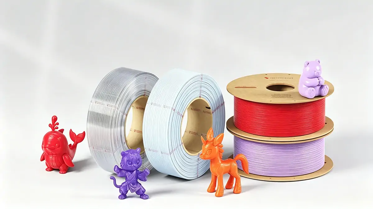 petg hf filament and 3d printed parts display