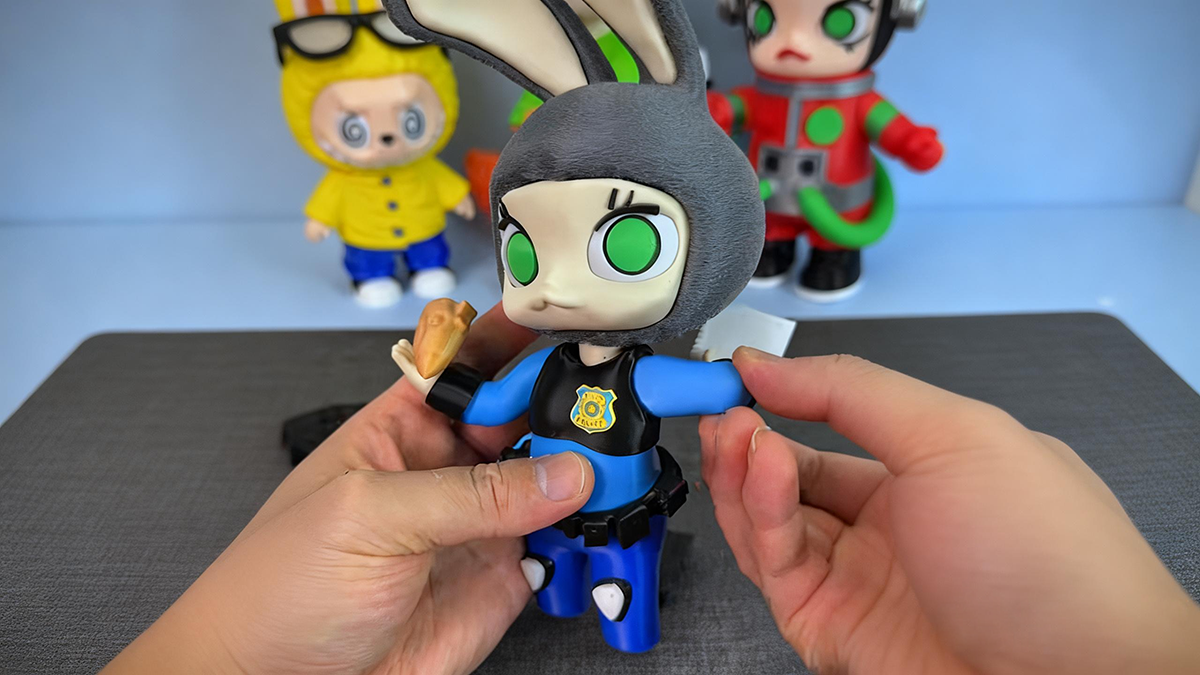 Assembling a 3D printed Judy Hopps figure, demonstrating the durability and functional design of PETG HF filament models