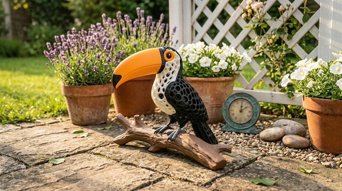 standard pla 3d printed bird garden corner decoration scene